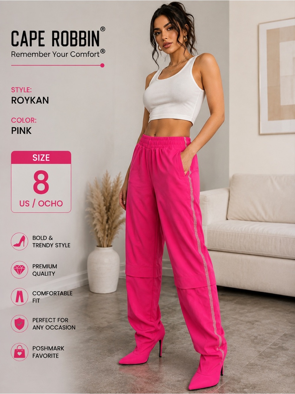 Cape Robbin Hot Pink Roykan Women's Jogger Pants